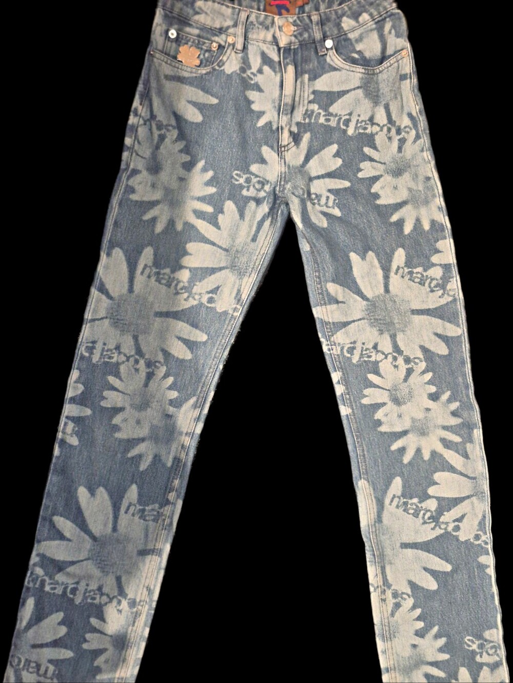 HEAVEN by MARC JACOBS Laser-Etched Floral Jeans Blue Light Wash Denim (Size 24)
